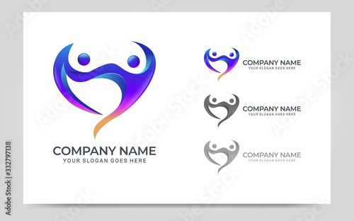 Abstract logo of people, business, foundation, community, human caring, health workers.