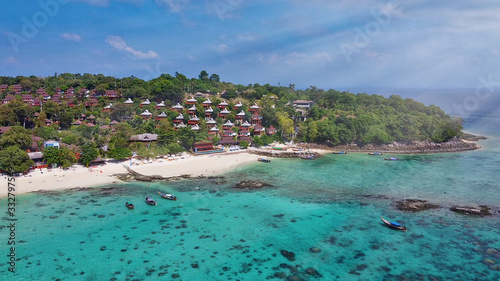 Aerial view of beautiful tropical beach in Thailand