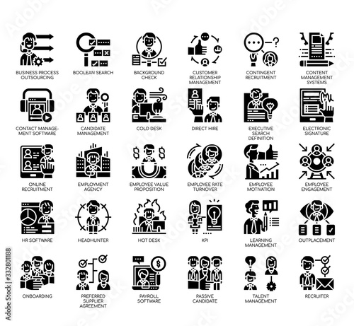 Set of business recruitment thin line and pixel perfect icons for any web and app project.
