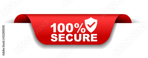 red vector illustration banner 100% secure