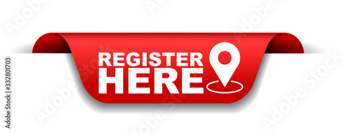 red vector illustration banner register here
