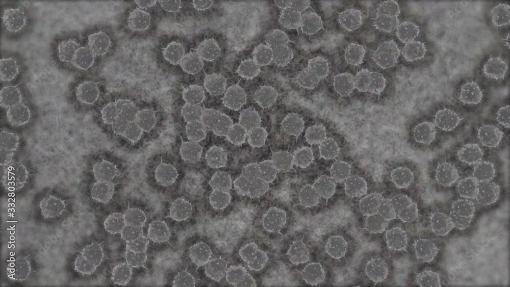 3D animation - Realistic virus observed under a microscope