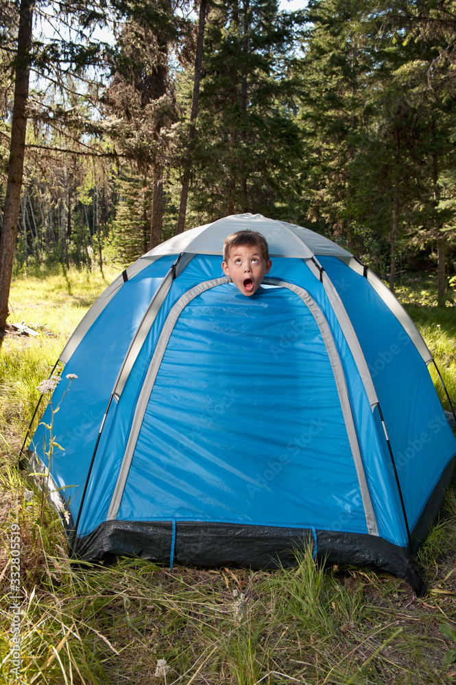 Funny Face Camping Boy