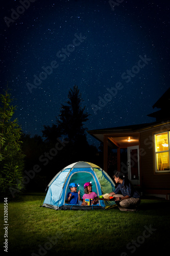 Kids Camping in Backyard
