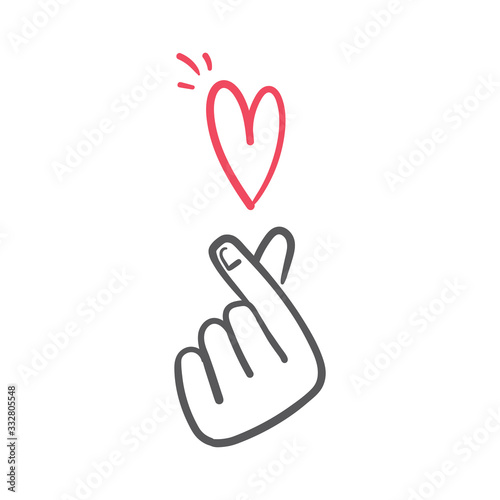 Asian gesture of love. Fingers heart.