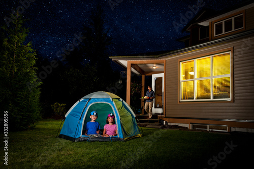 Kids Camping in Backyard