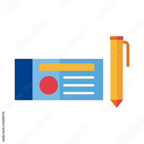 banknote paper with pen payment online flat style
