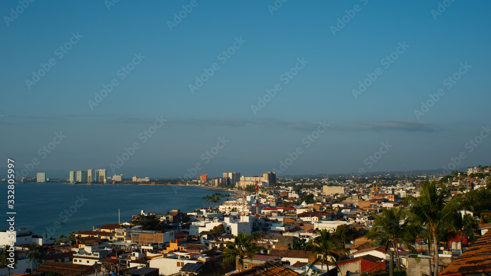 Large Coastal City View of the Ocean and Buildings in Puerto Vallarta Mexico