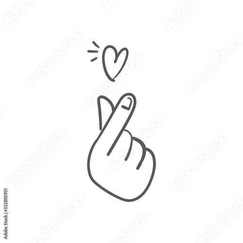 Asian gesture of love. Fingers heart.