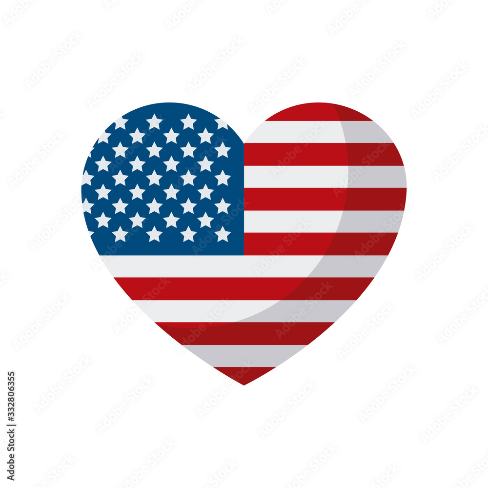 Isolated usa heart flat style icon vector design Isolated usa heart flat style icon vector design