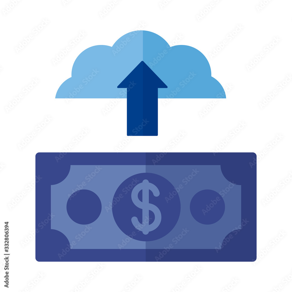 cloud computing with bill dollar Payment online flat style cloud computing with bill dollar Payment online flat style