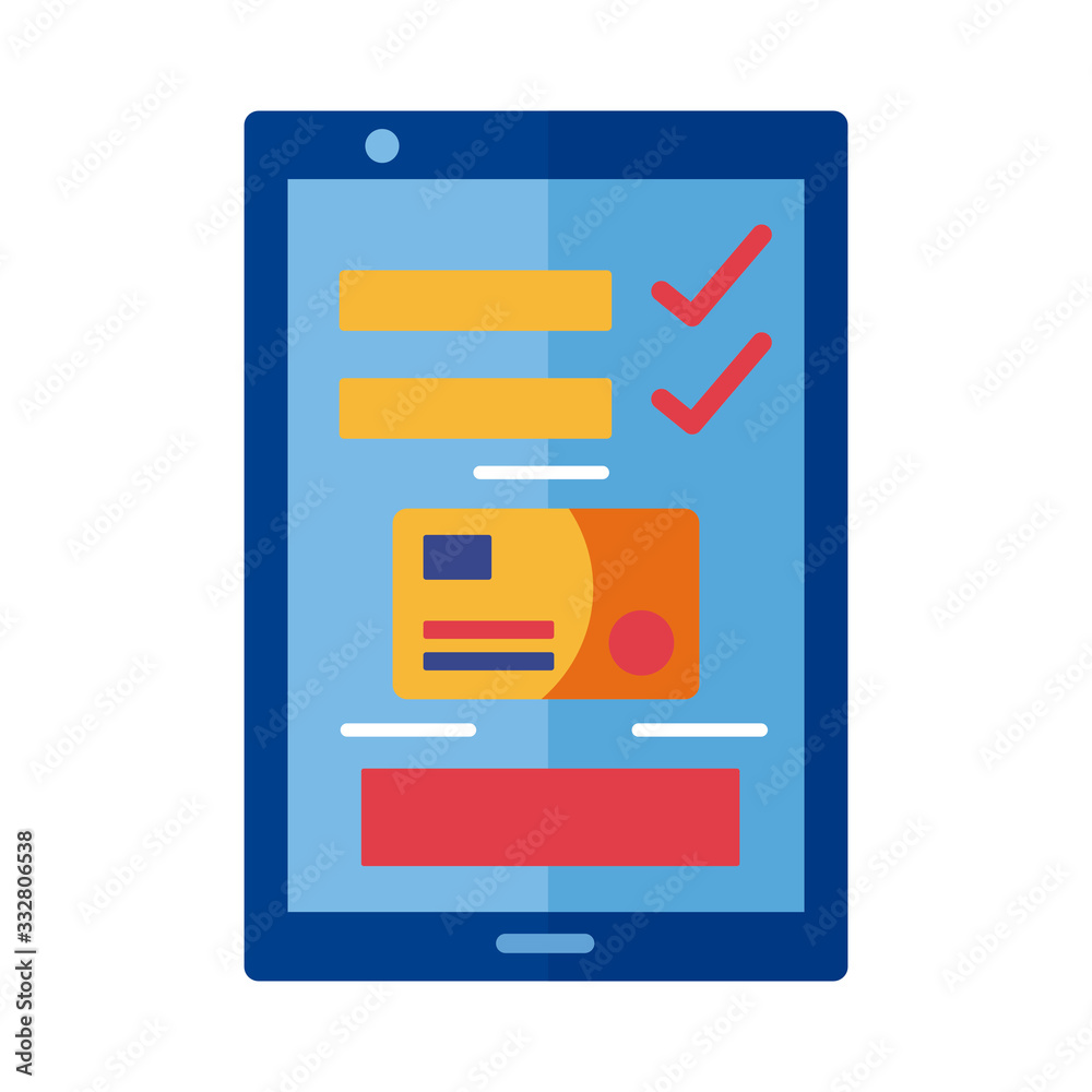 credit card and smartphone payment online flat style