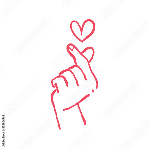 Asian gesture of love. Fingers heart.