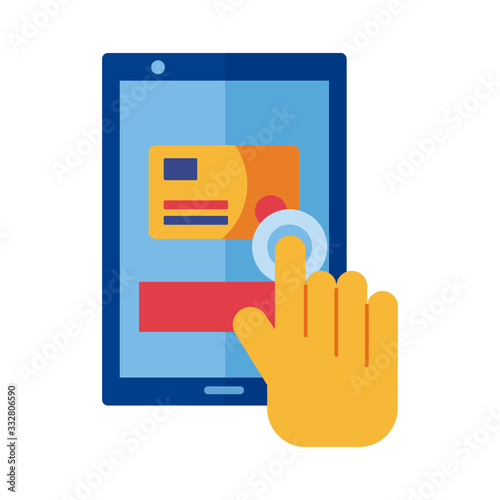 credit card and smartphone payment online flat style