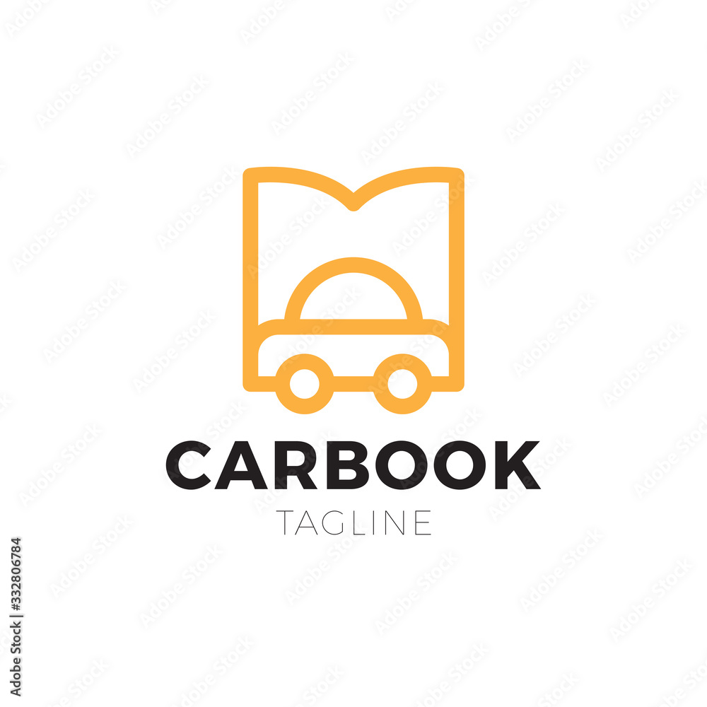 Vector car and open book logo combination. Vehicle and bookstore symbol or icon. Unique automobile and library logotype design template. Vector car and open book logo combination. Vehicle and bookstore symbol or icon. Unique automobile and library logotype design template.