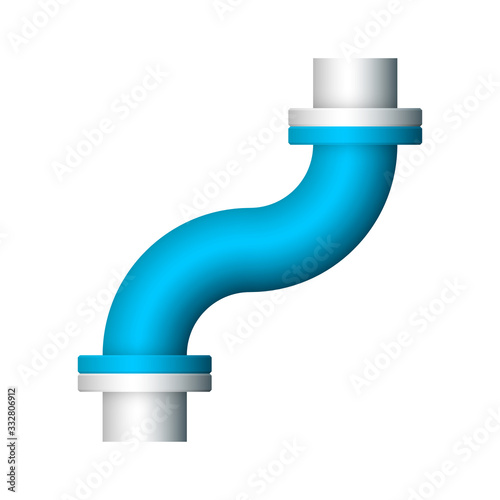 Pipe vector icon. Made from steel or metal connection by flange fitting fixing by screw and bolt. Part for pipeline construction to transport oil and gas in industry, water in plumbing and irrigation.