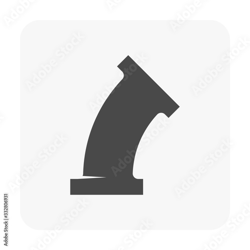 Pipe vector icon. Connection by flange fitting. Part for pipeline construction to transportation water, oil and gas. Also for water supply infrastructure, wastewater treatment, plumbing and irrigation