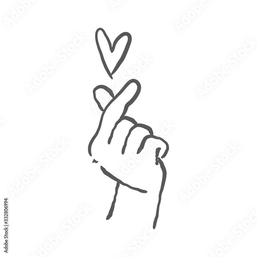 Asian gesture of love. Fingers heart.