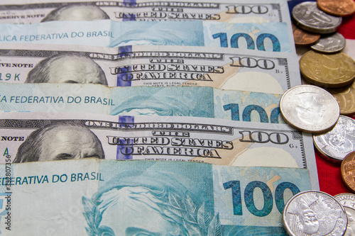 American Dollar and Brazilian Real photo