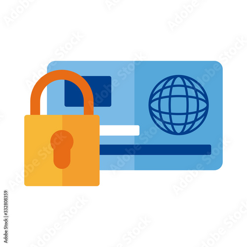 credit card and padlock payment online flat style