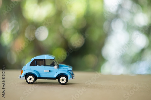 Blue small and cute retro car