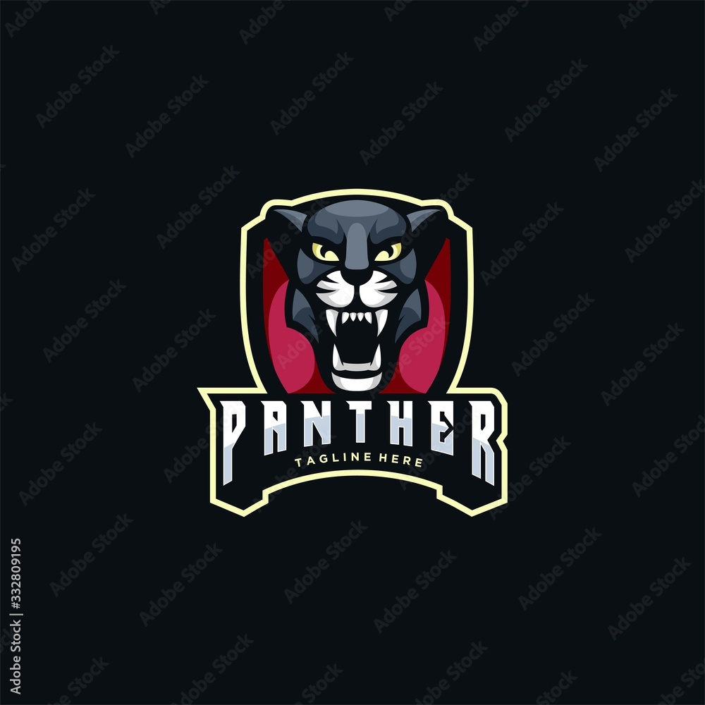 Vector Logo Illustration Panther E Sport and Sport Style.