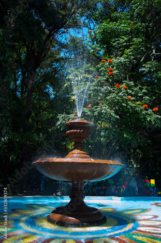 FUENTE DE PARQUE CON ARBOLES photo