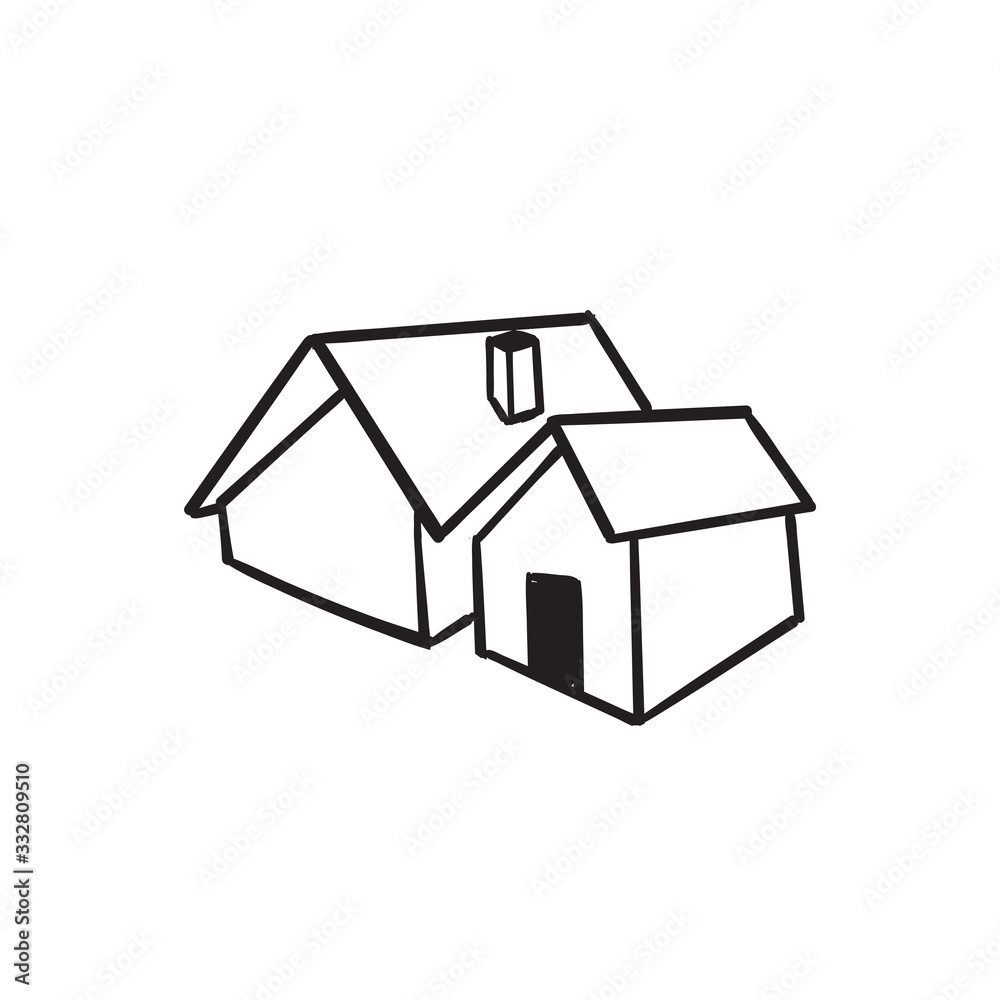doodle house icon illustration with hand drawn cartoon style vector doodle house icon illustration with hand drawn cartoon style vector