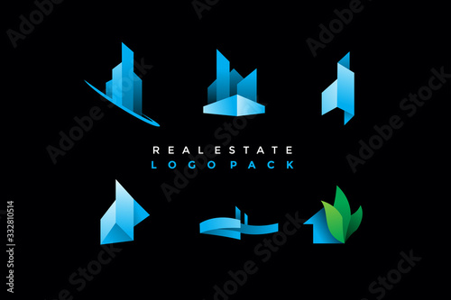pack of modern real estate logo icon illustration