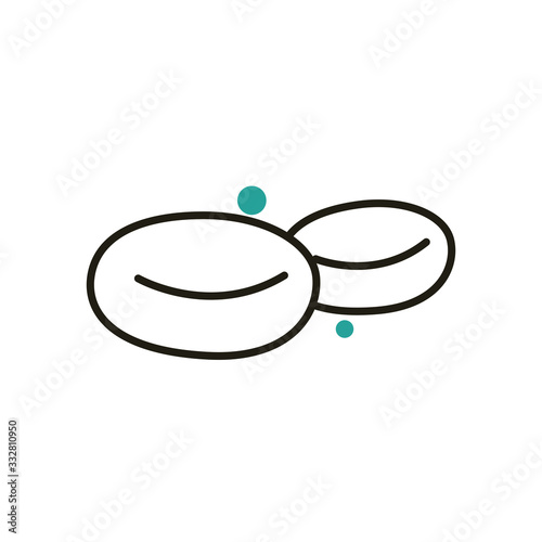 Blood cells half line half color style icon vector design