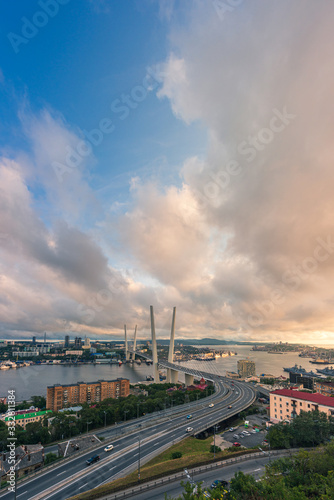 Obraz na plátne Panorama of Vladivostok at sunset, Far East Russia