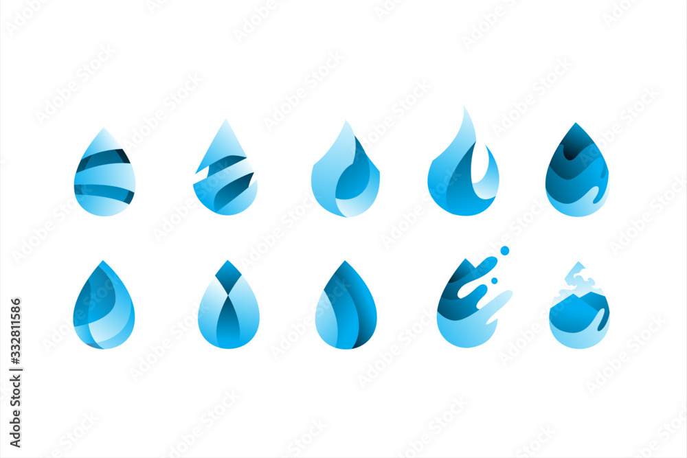 pack of modern water drop logo icon vector illustration pack of modern water drop logo icon vector illustration