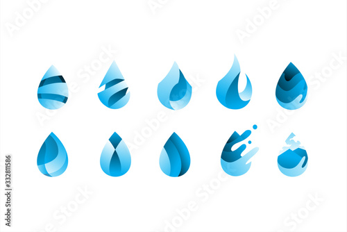 pack of modern water drop logo icon vector illustration