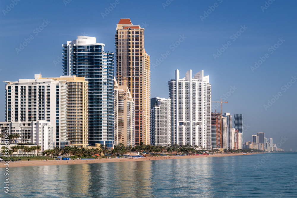 Sunny Isles Skyline viewed from fishing pier