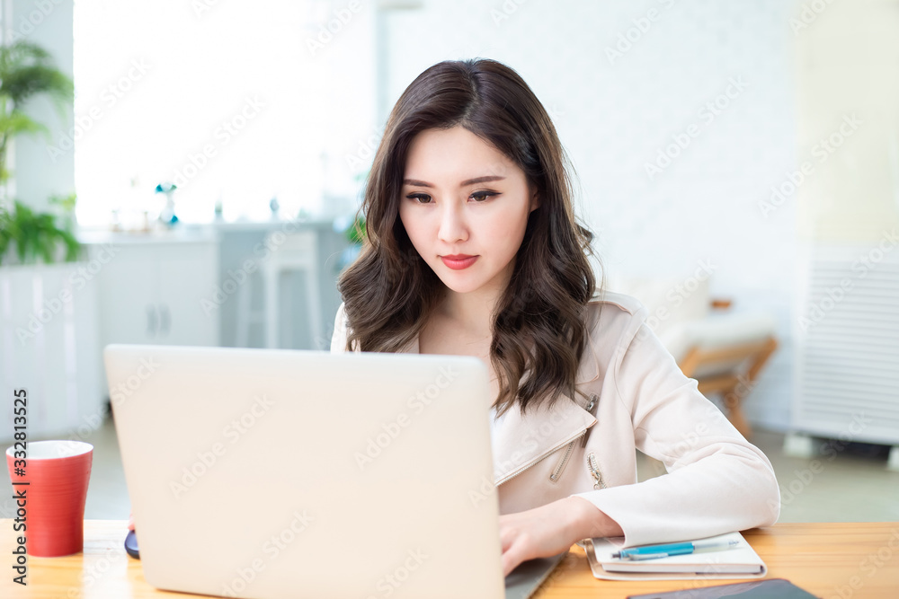 Asian woman telework at home Asian woman telework at home