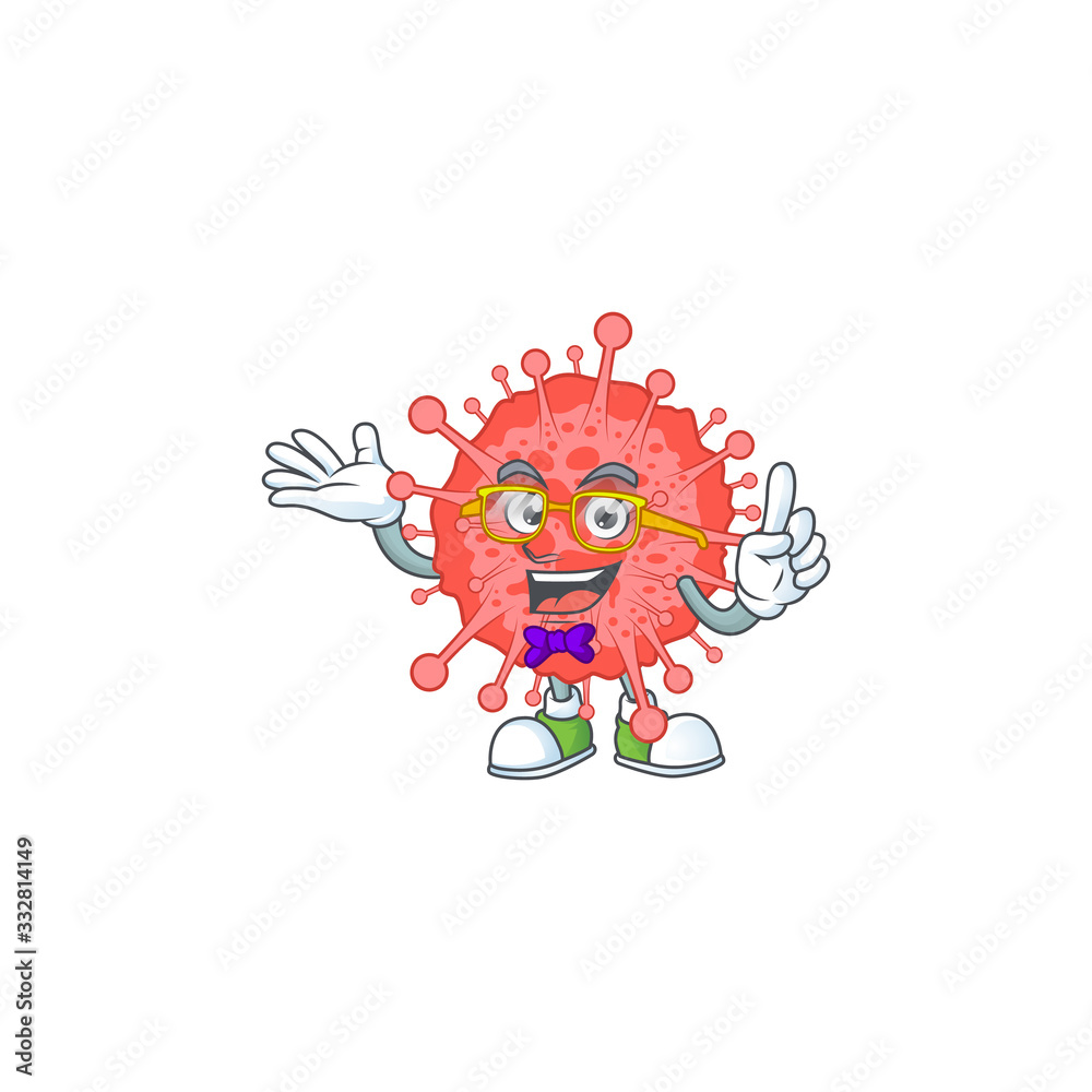 Super Funny coronavirus disaster in nerd mascot design style Super Funny coronavirus disaster in nerd mascot design style