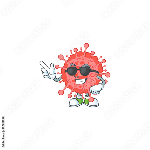 Cute coronavirus disaster cartoon character design style with black glasses