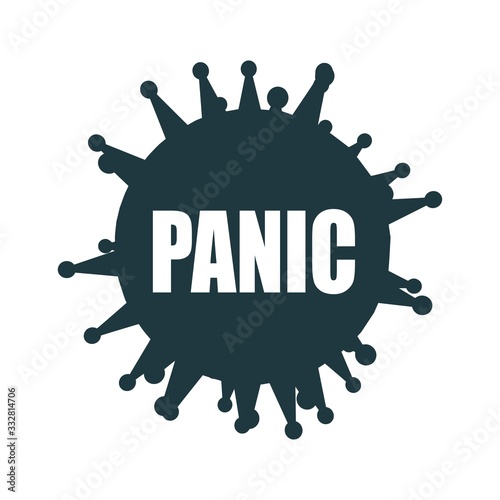 Abstract virus simple silhouette. Pandemic conceptual illustration. Fear text