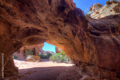 Stadsaal Caves, Cederberg, Western Cape, South Africa. This cavernous dome has been carved out of the rock by thousands of years of wind erosion and other weather factors.