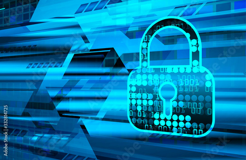 Closed Padlock on digital background, cyber security