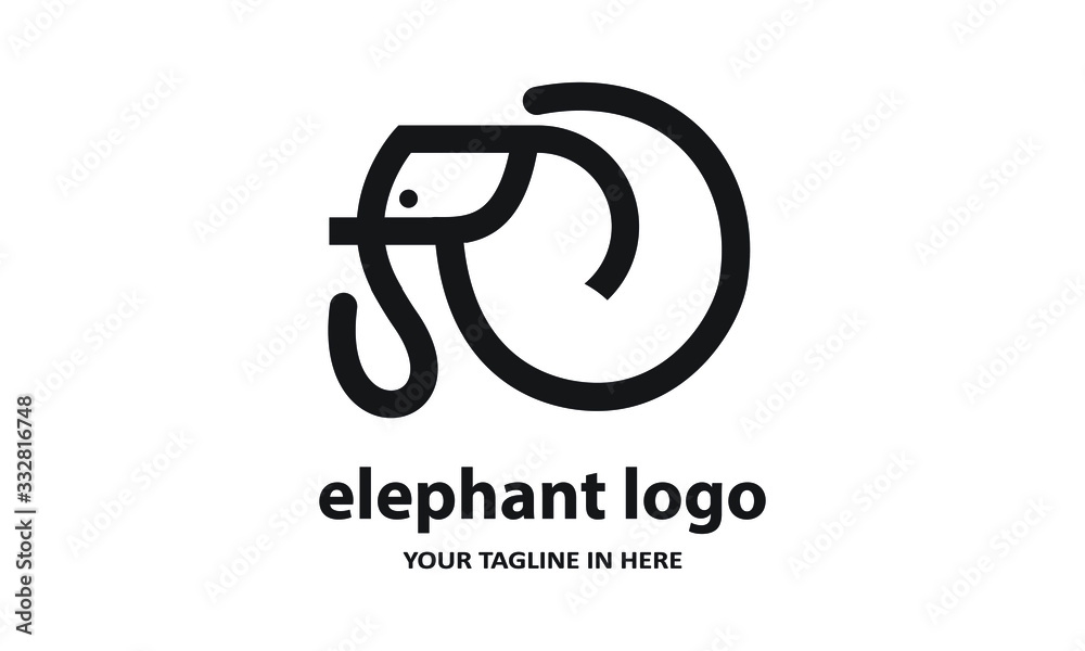 The concept of modern Simple elephant logo design is easy to remember	