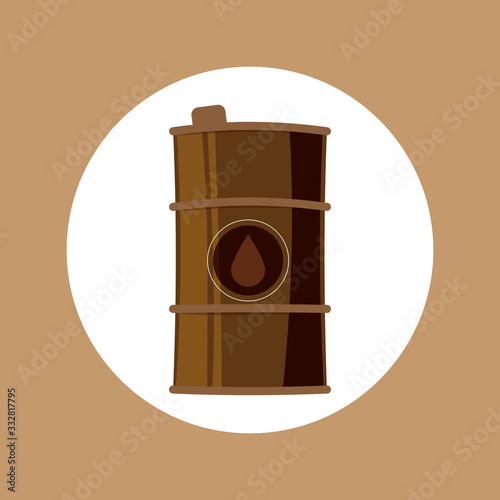 Oil drum container / barrel with sign flat vector icon