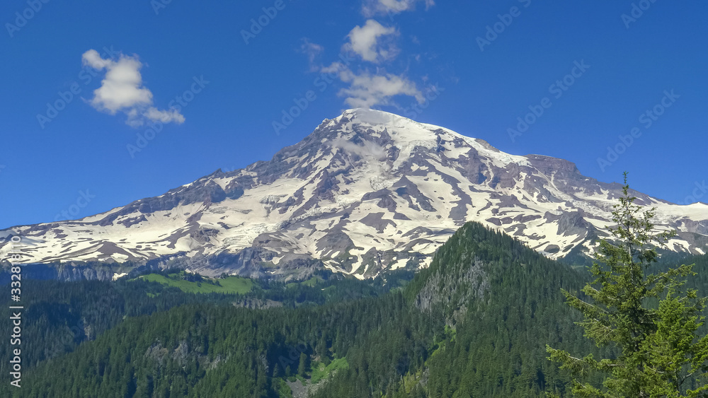 afternoon view of the west side of mt rainier in washington state
