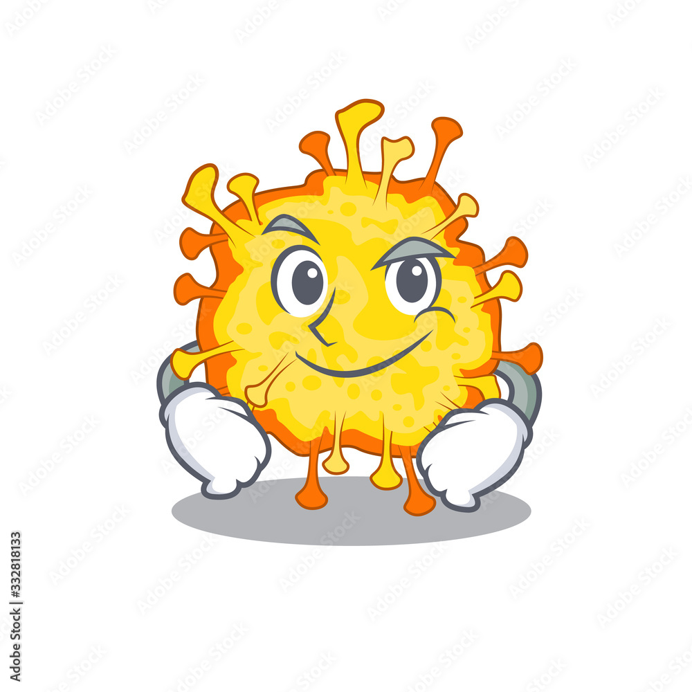 Funny minacovirus mascot character showing confident gesture