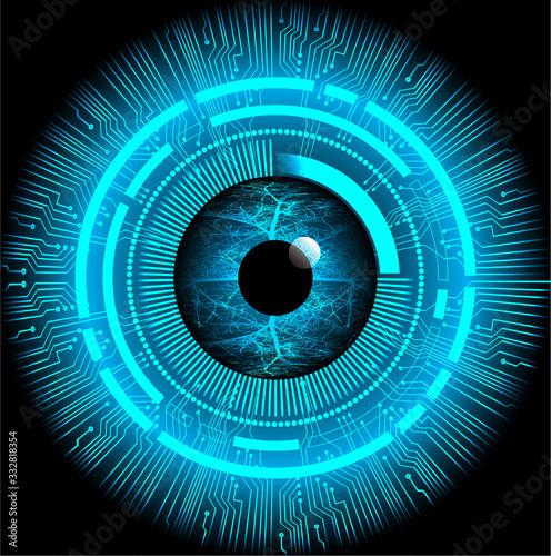 Blue eye cyber circuit future technology concept background