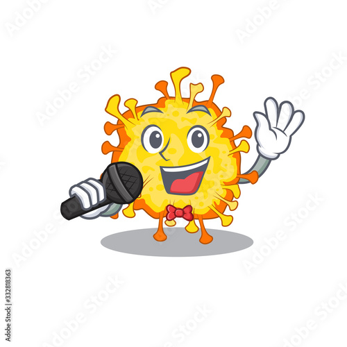 Cute minacovirus sings a song with a microphone