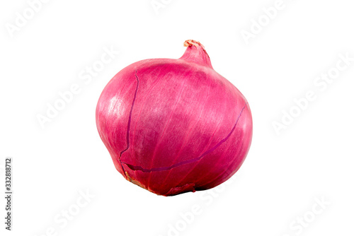 One shallot was placed on a white background.