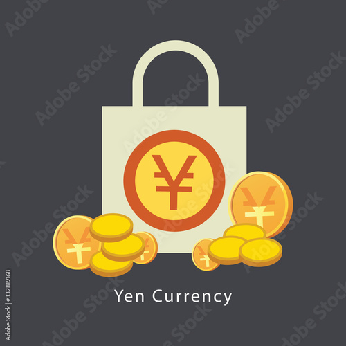 Yen currency Money bag icon