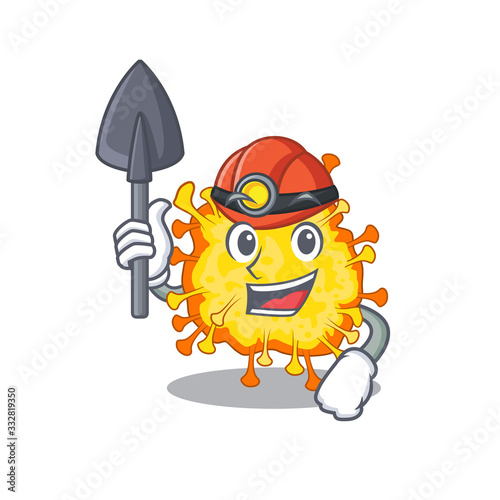 Cool miner worker of minacovirus cartoon character design