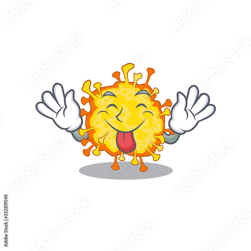 Funny face minacovirus mascot design style with tongue out